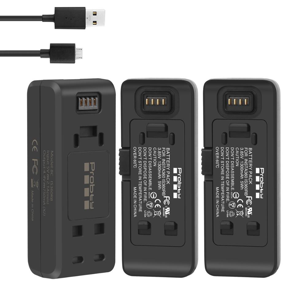 til insta 360 en  r 1300 mah batteri eller hurtiglader til insta 360 r kameratilbehør: 2 batterier med lader