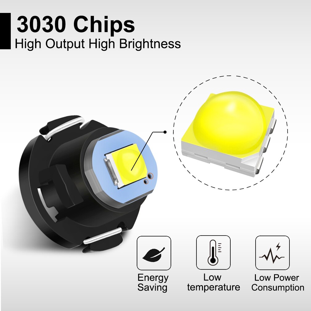 Bombilla Led Canbus superbrillante para Interior de coche, tablero de instrumentos de calentamiento para luz indicadora, 12V, T3 T4.2 T4.7, 10 piezas