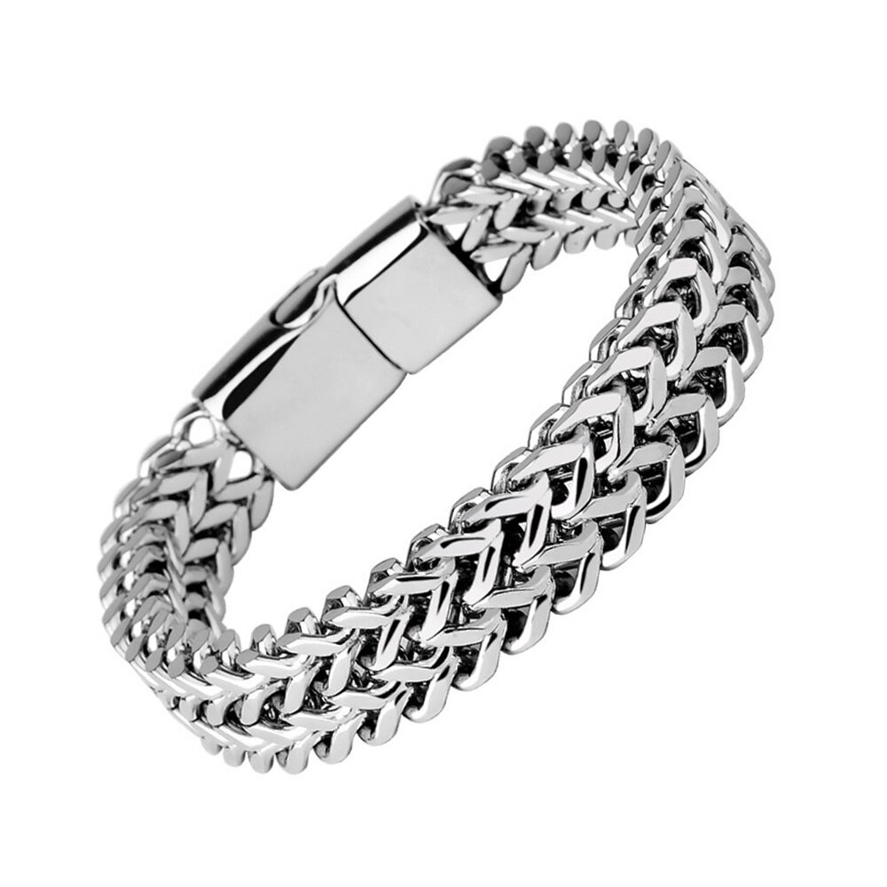 Silber Farbe Verdreht Männer Armbänder Armreifen 316L Edelstahl Handgelenk Band Hand Kette Männlichen Zubehör Hip Hop Party Rock Schmuck