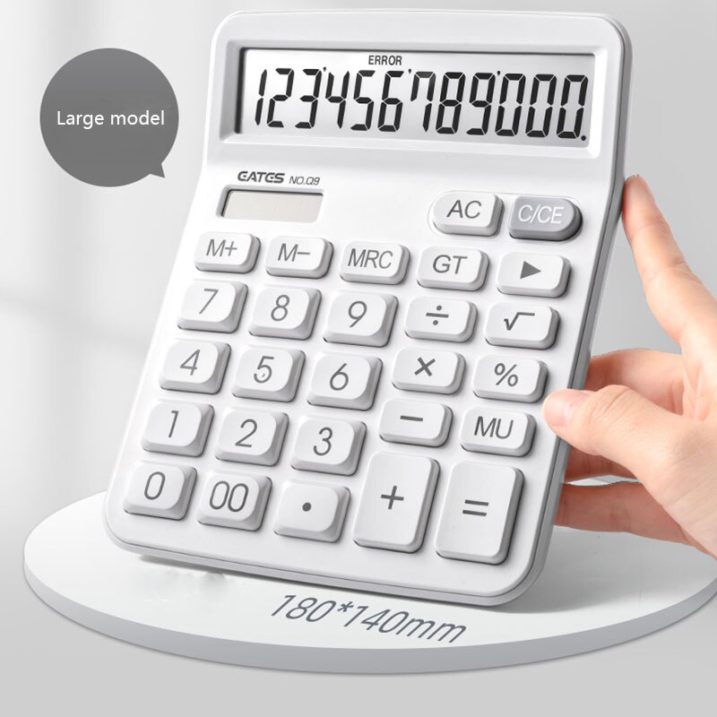 Simple Business Calculator 12-digit Display Large Screen Dual Power Supply Calculator Student Accounting Desktop Calculator: Large model