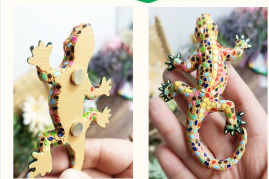 Håndlavet malet spansk mosaik gecko firben 3d køleskabsmagneter turisme souvenirs køleskab magnetiske klistermærker