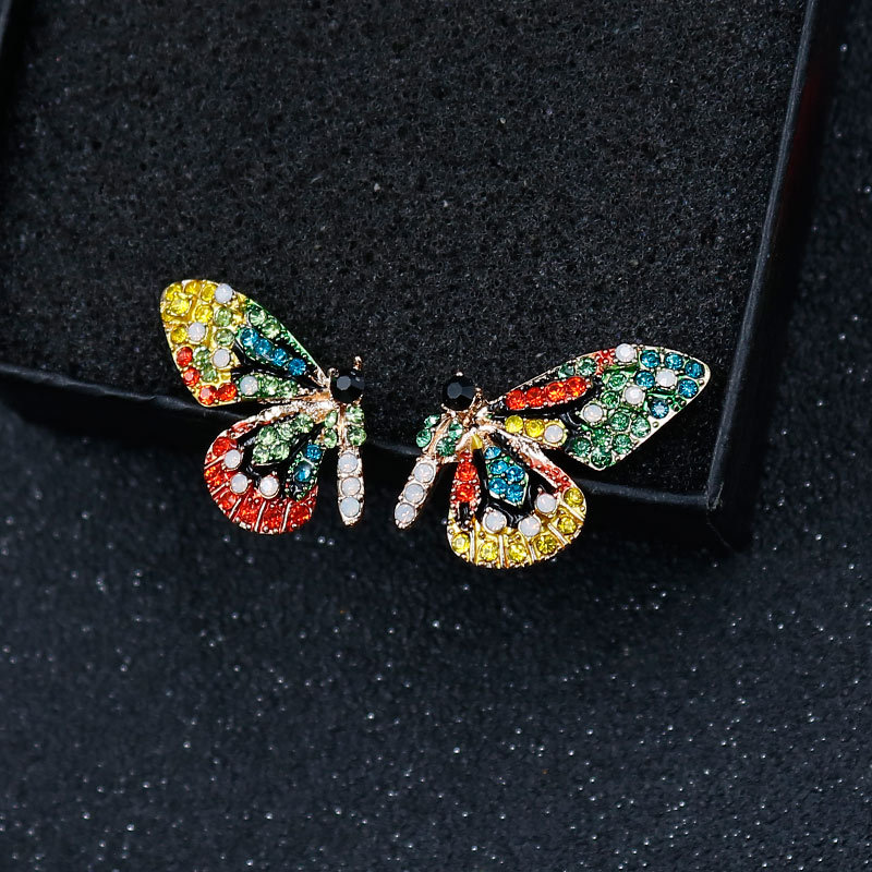 nouvelle papillon ailes boucles d'oreilles femme strass sauvage personnalité métal boucles d'oreilles doux romantique bijoux