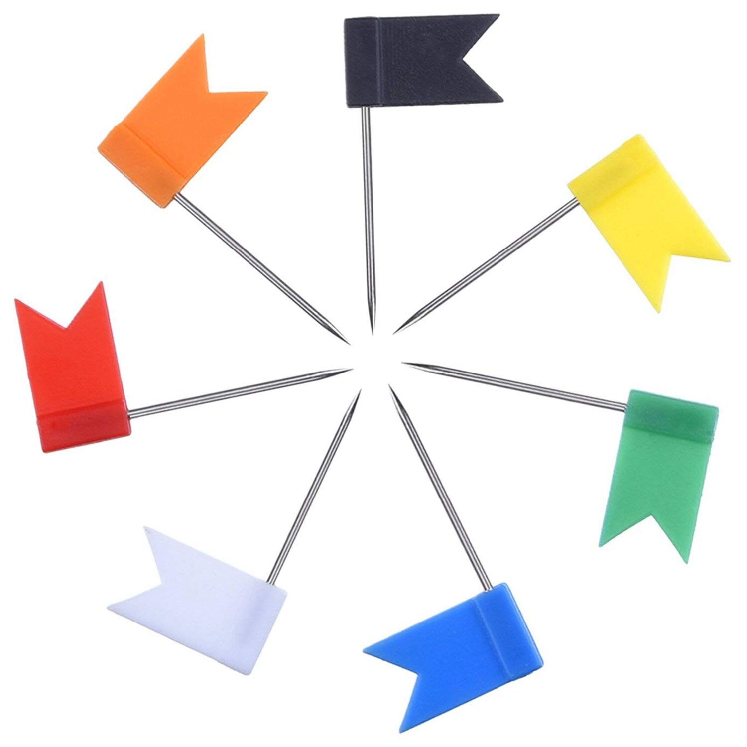 100 pièces carte drapeau punaises punaises, assorties 7 couleurs
