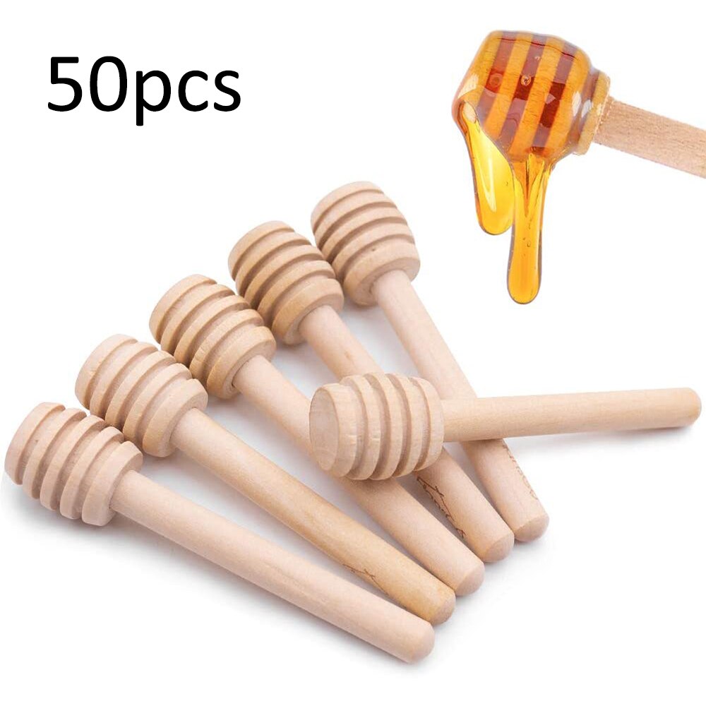 50 Stks/set Mini Honing Roer Bar Mengen Handvat Pot Lepel Honing Dipper Sticks Voor Honing Jar Koffie Melk Thee Benodigdheden keuken Gadgets: Default Title