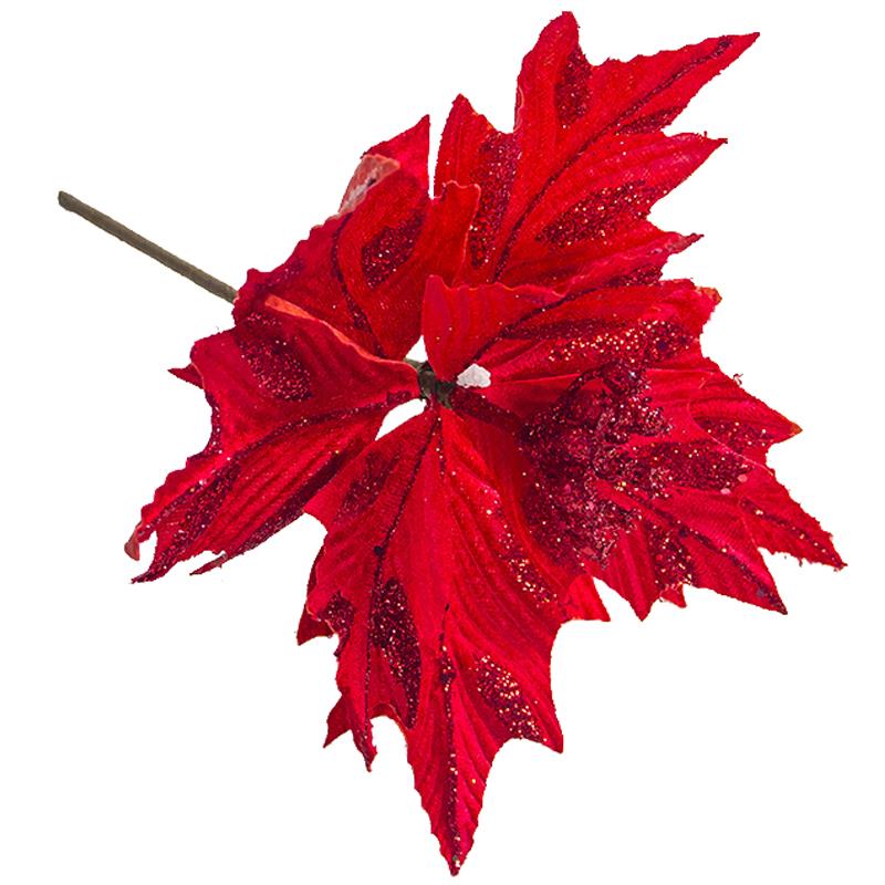 Kunstmatige kerstster glitter kerstster bloem prikkers kerstboom bloemen kerstboom decoratie accessoires feestbenodigdheden: Rood