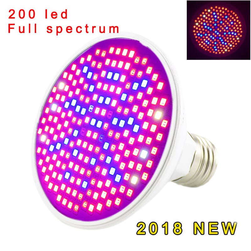 200 LED Plant Grow Light Lamp UV IR Full spectrum Growing Bulbs Hydro for Flower seeds Veg Indoor Greenhouse growbox E27