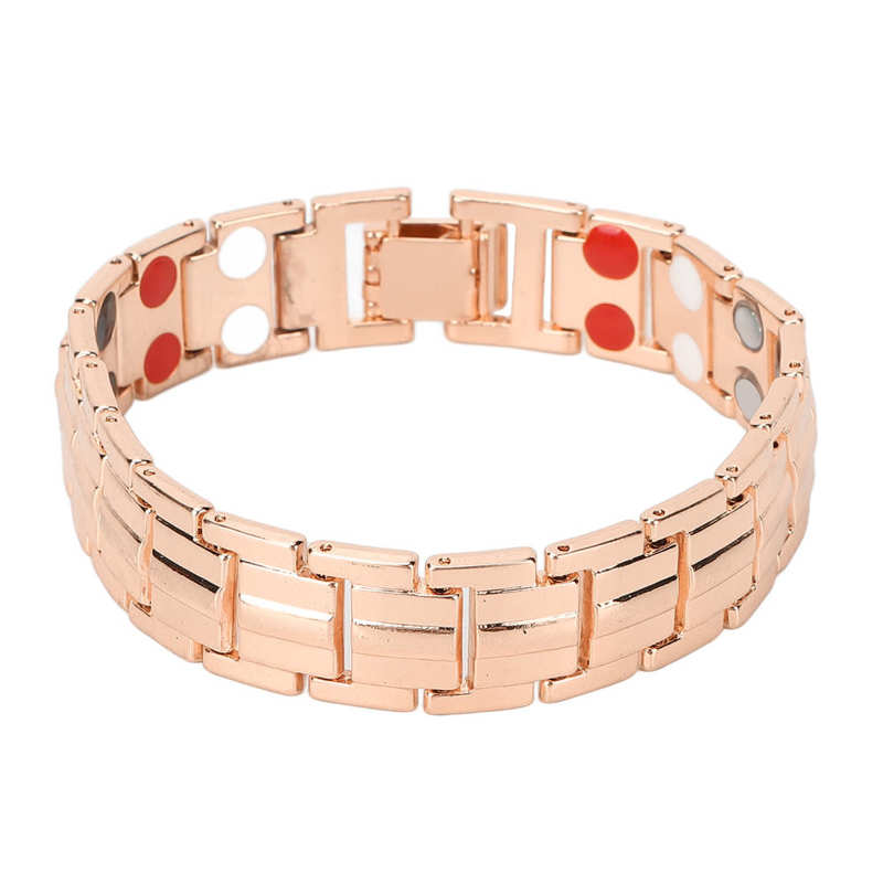 Titan Stahl Therapie Armbänder Magnet Therapie Armbänder reduzieren statisch Elektrizität verbessern Schlaf doppelt Reihe Magnete Pro Männer Pro: Rose Gold