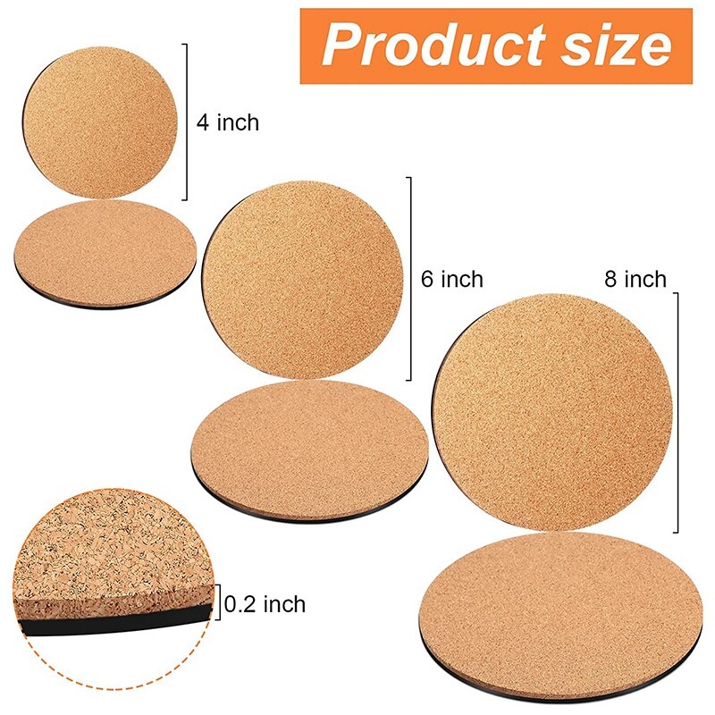 10 Stukken Kurk Plant Plastic Mat Ronde Absorberende Kurk Mat Ronde Plaat Pad Tafel Plant Kurk Boord Pads Voor Tuinieren
