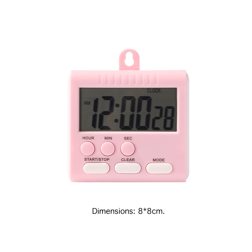 Home Multifunctional LCD Digital Screen Kitchen Countdown Timer Stopwatch Cooking Baking Alarm Reminder Magnet Clock with Stand: B Pink