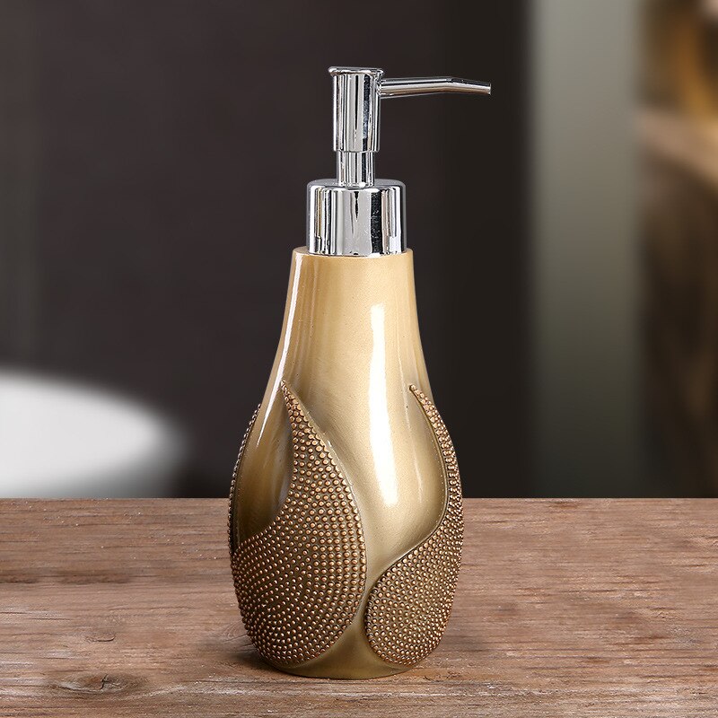 Hand Pump Liquid Soap Dispenser Bathroom Kitchen Sink Shampoo Sanitizer Bath Shower Gel Press Lotion Bottle Washing: Golden