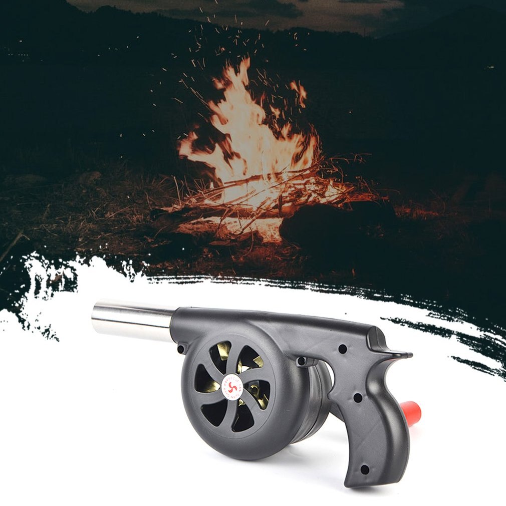 Large Outdoor Hand-Cranked Combustion Blower Manual Barbecue Picnic Camping Fire-supporting Hairdryer Outdoor BBQ Cooking: Default Title