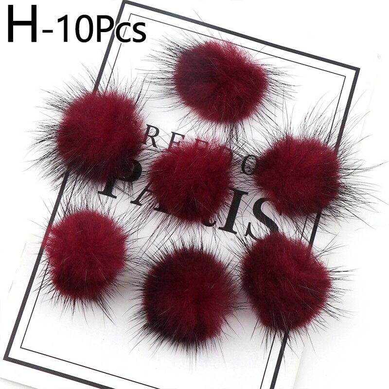 10Pcs Diy Pompon Nertsen Pompoms 3Cm Faux Fur Ballen Voor Naaien Op Gebreide Sleutelhanger Sjaal Schoenen Kleding Hoeden diy Sieraden Accessoire: 08