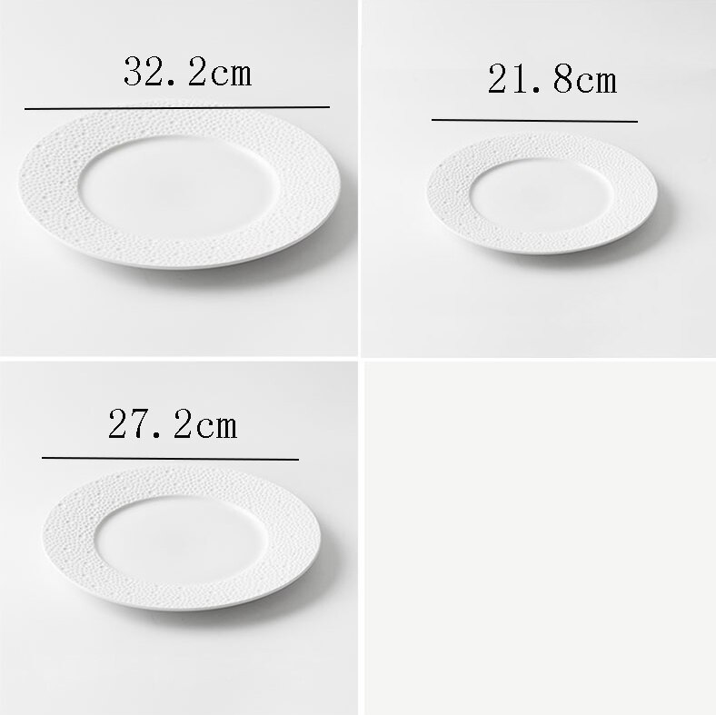 Plato de cerámica blanco y negro para comida occidental, sencillo y moderno para el hogar, redondo, Ramen, ensalada y postre, vajilla comercial
