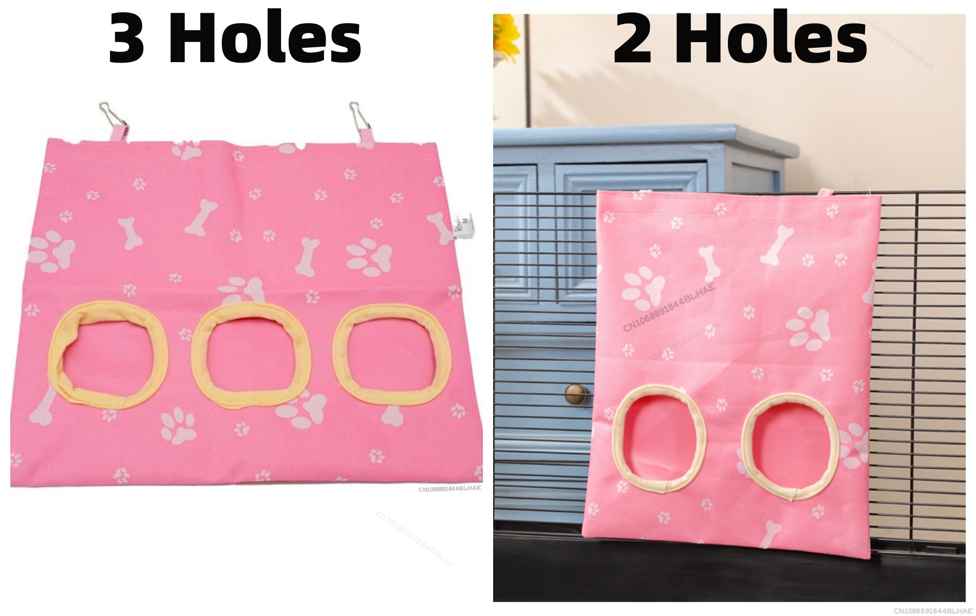 Bolsa de heno colgante con 2/3 agujeros para conejitos, conejillos de indias, comedero para animales pequeños, dispensadores de comida para conejos, accesorios para jaula, bolsa de alimentación para mascotas