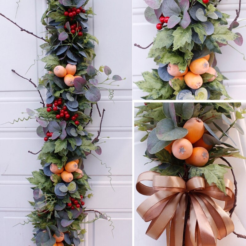 Autumn Harvest Decoration Garland Wreath Artificial Fruit Leaves Door Ornaments
