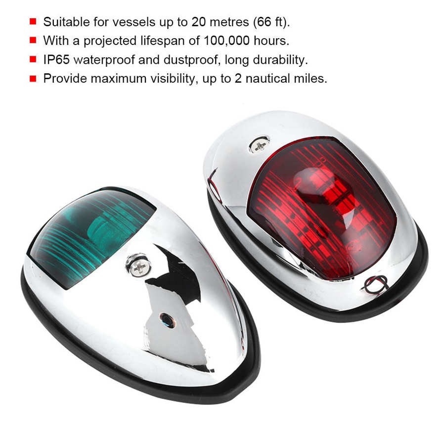 Marine Hardware boat accessories marine 12V LED Marine Navigation Light Waterproof Green Starboards Red Port Side Mount