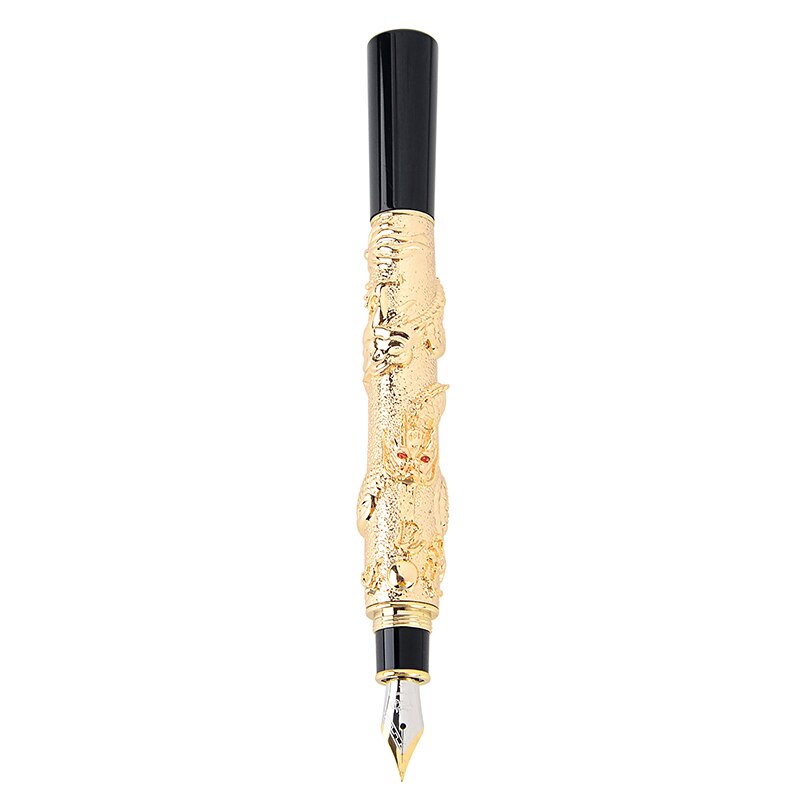 Jinhao ædle mærke guld drage forretning fyldepen 0.5mm fine nib metal guld skrivning blæk penne skolekontor papirvarer