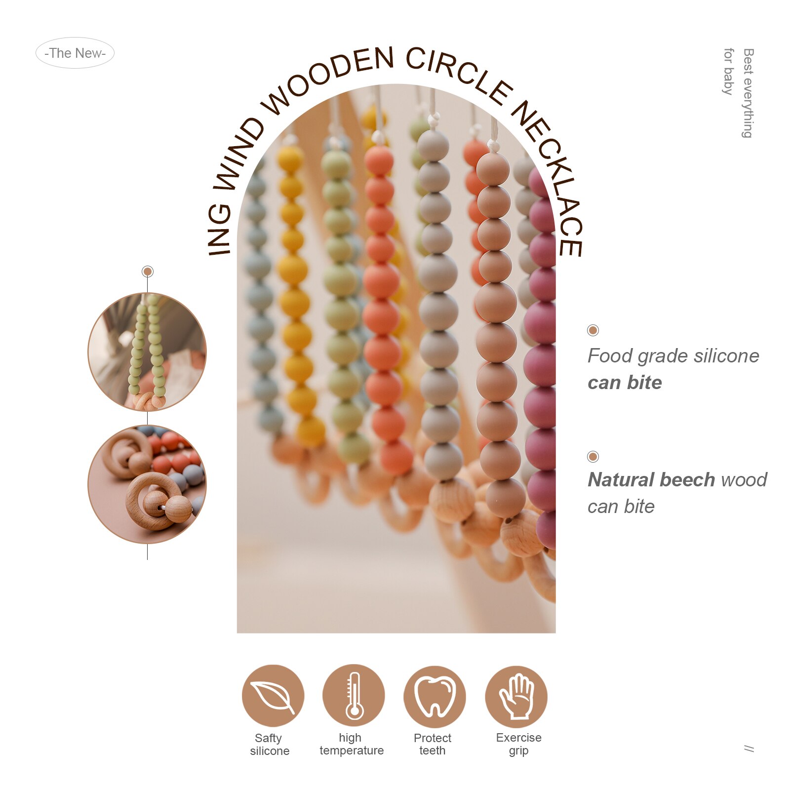 9 Kleuren Baby Tandjes Silicone Ketting Food Grade Siliconen Kralen Ins Stijl Lange Keten Zuigeling Verpleging Product