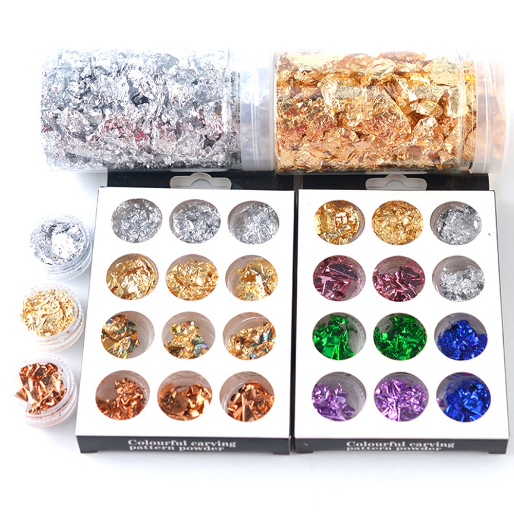 Imitation Gold/Sliver/Copper Foil Art Craft Paper Leaf Leaves Sheets Bulk Foil Paper Leaves For Gilding DIY UV Mold Decor