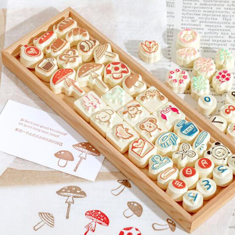 Cute Hand Book Seal Cute Fun Salt Mini Cartoon Hand Made Assorted Stamp Office School Supplies Rubber Seals