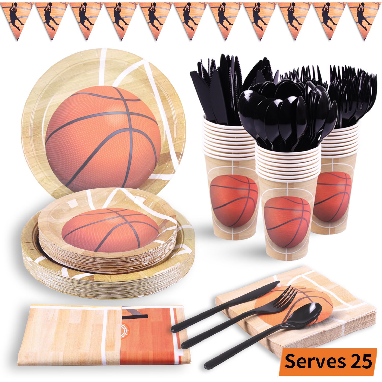 Basketball festrekvisita engangs tallerken sport tema engangs servise barn bursdag papir tallerken engangs servise