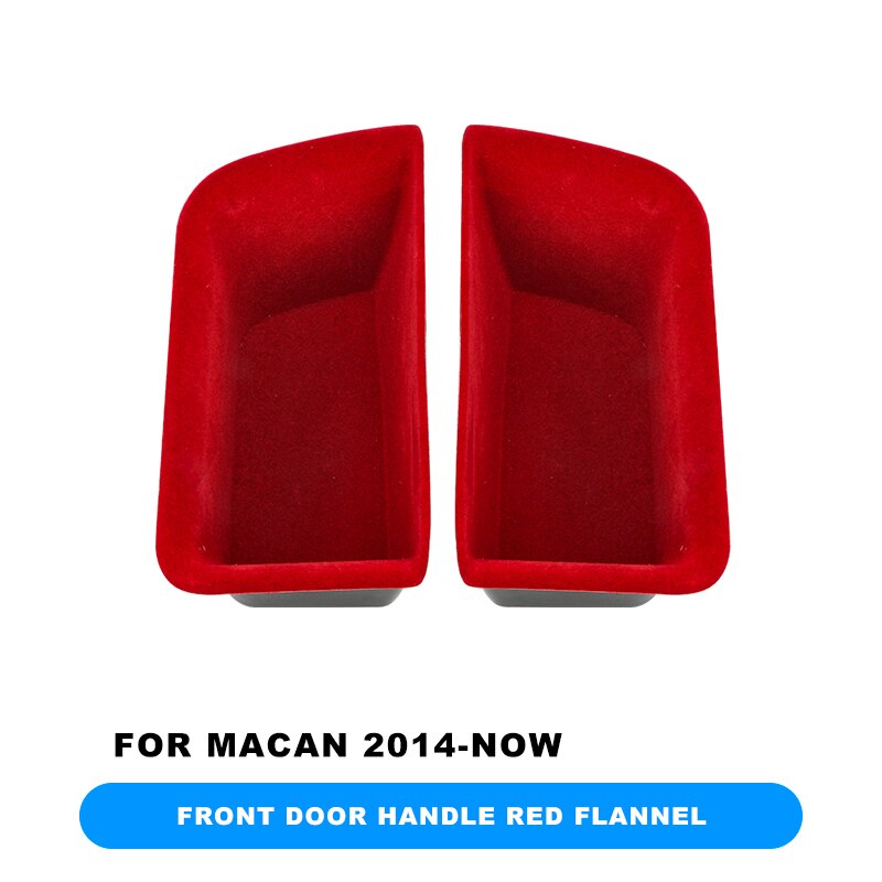 Rood Zwart Auto Interieur Deurklink Organizer Fluwelen Flanel Armsteun Opbergdoos Vat Voor Porsche Macan Auto Styling Accessoires: front red Flannel