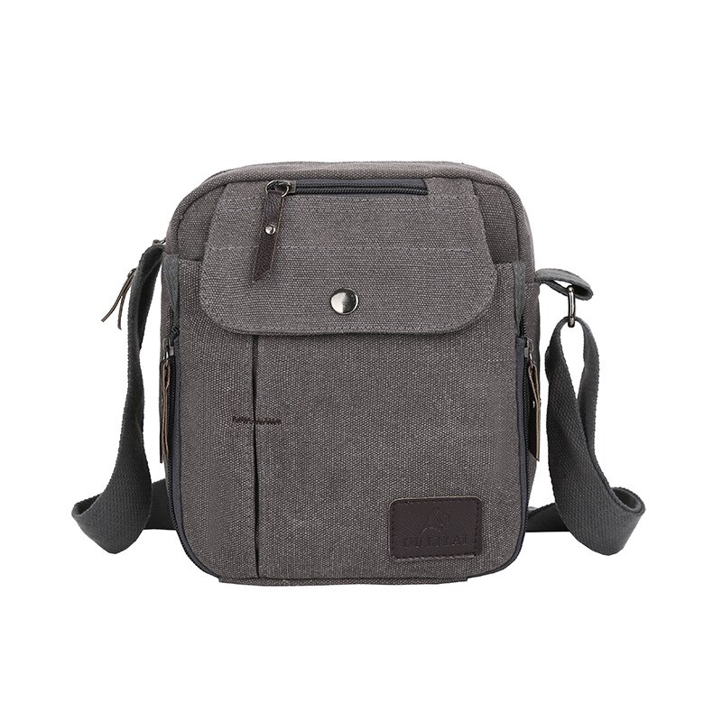 Canvas män sidoväska solid axelväska för kvinnor casual crossbody väskor mini män shopping handväskor man handväska sling pack: Grå