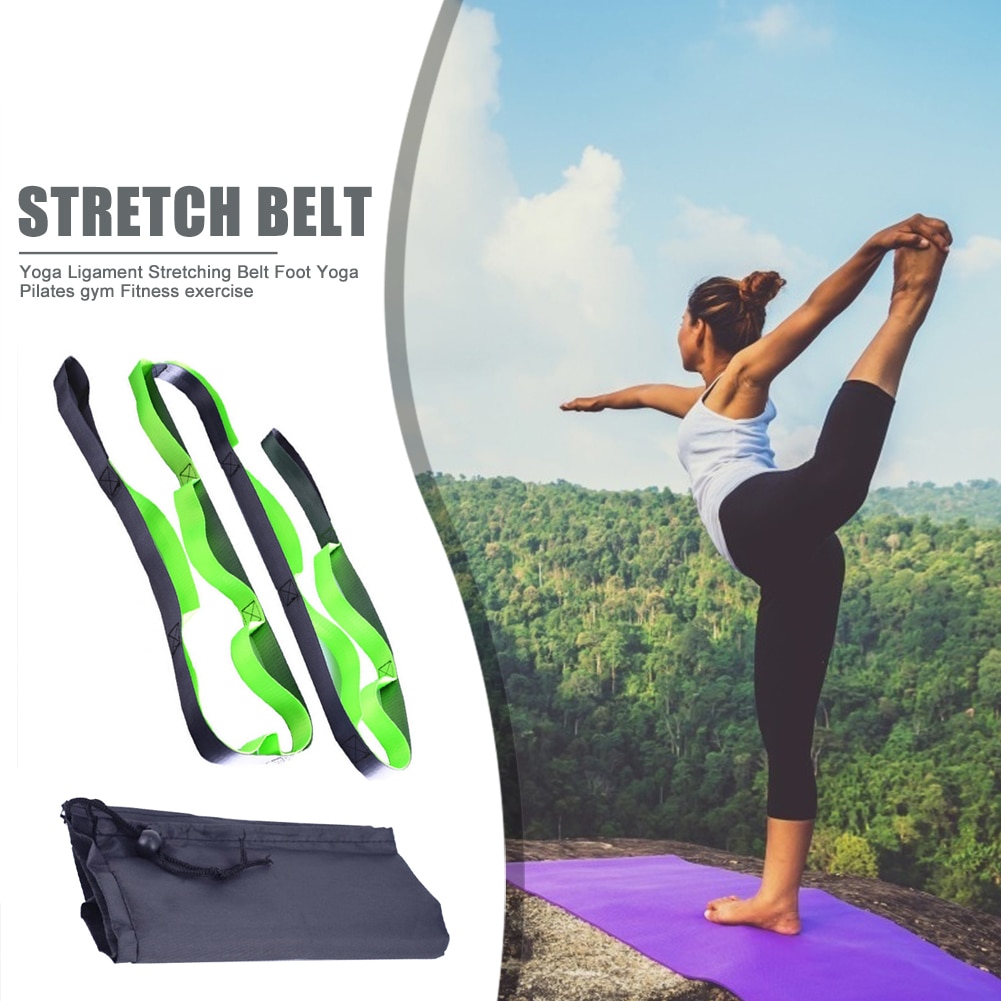 12 Loops Yoga Stretch Straps Nylon Fitness Stretching Belt Anti Gravity Aerial Yoga Hammock Ropes Body Building Supplies