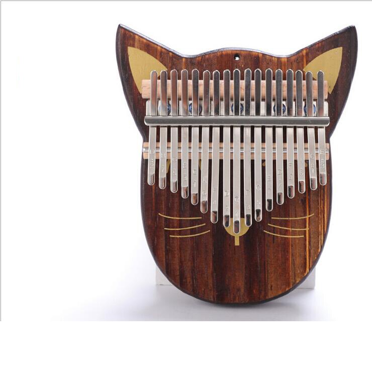 Kalimba-17 Keys Cartoons Thumb Piano, Perfect Christmas for Kids and Adult Ancient Mbira Finger Mbira Made with Solid Wood: Retro cat