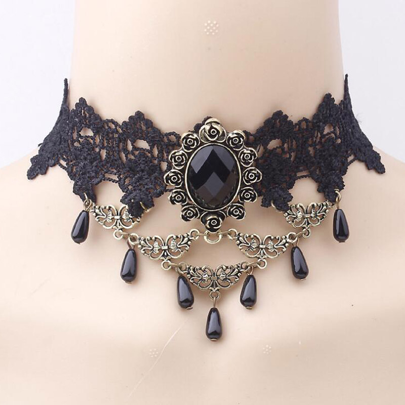 Rose Bloem Kralen Kwastje Mode Fluwelen Choker Voor Vrouwen Vintage Sexy Kant Ketting Meisje Hals Sieraden Accessoires: I