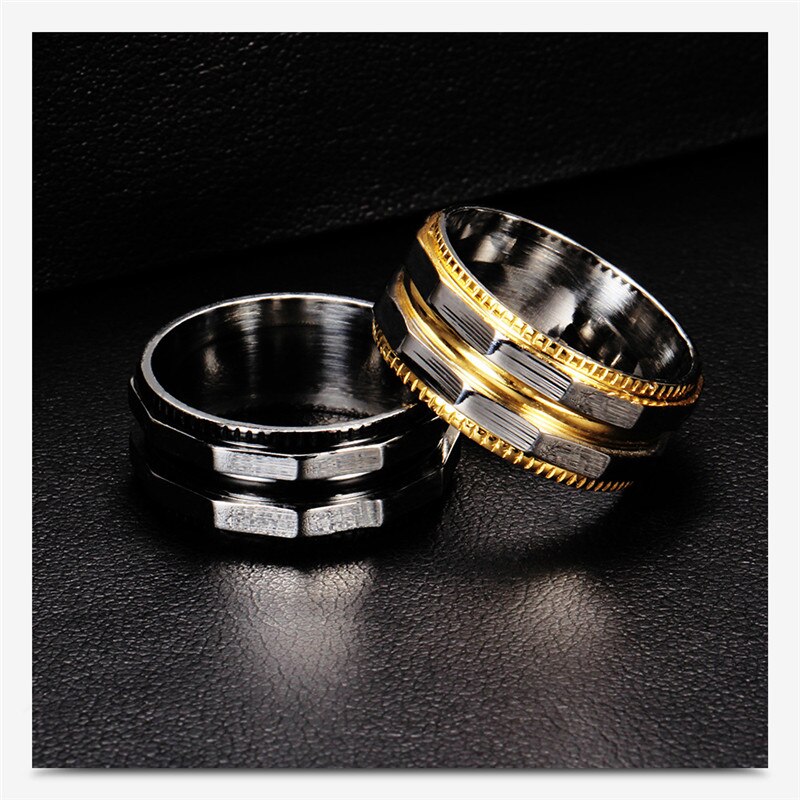 Titanium stål uregelmæssig ring mænd sølvfarvede smykker vintage ringe til kvinder simple forlovelsesring herre guld par elsker ringe