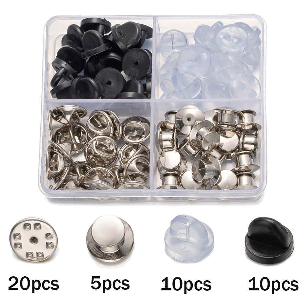 45Pcs/Box Metal Safety Locking Pin Back Brooch Badge Holder Butterfly Pins Badge Clasps DIY Jewellery Making Craft Accessories: camel