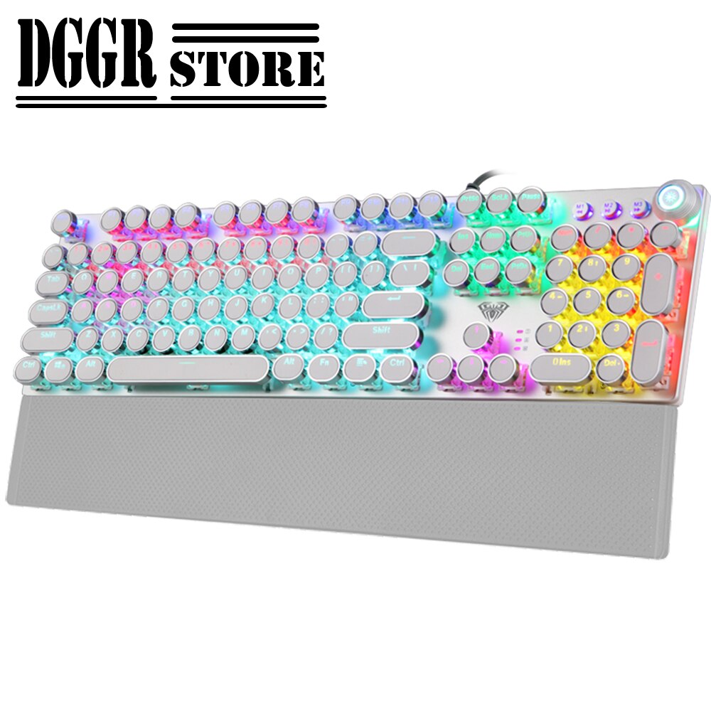 listing104-Key macro definition gaming keyboard desktop multimedia rotary button mechanical gaming keyboard+stickers