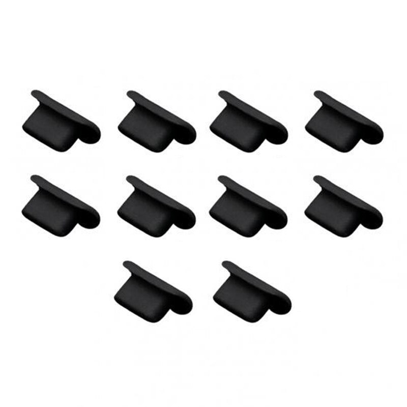 5/10Pcs Silicone Telefoon Stof Plug Siliconen Usb C Opladen Poort Plug Stofdicht Cover Cap Anti-stof plug Voor Iphone 6 7 8X11 12: 10 Black