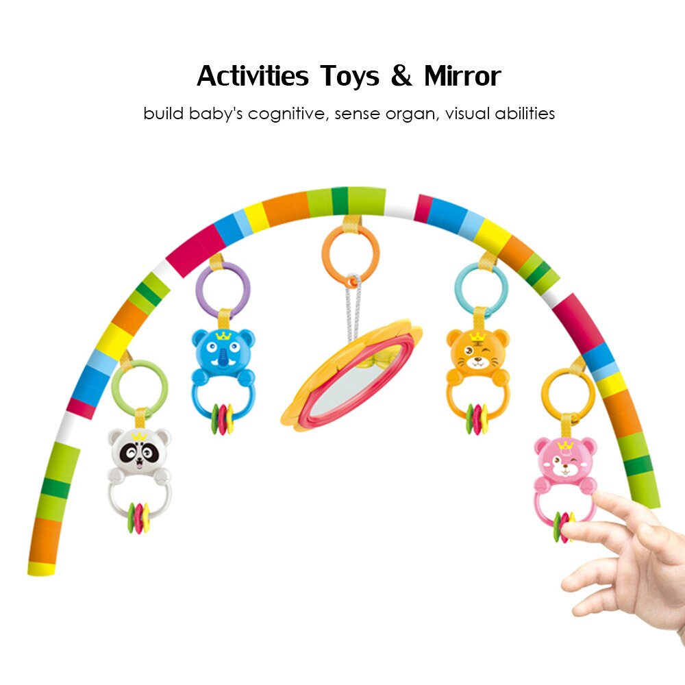 2 in 1 Baby Kick and Play Piano Gym Mat Rack Music Fitness Rack Play Crawling Mat Early Educational Toy for 0~36 Months Babies