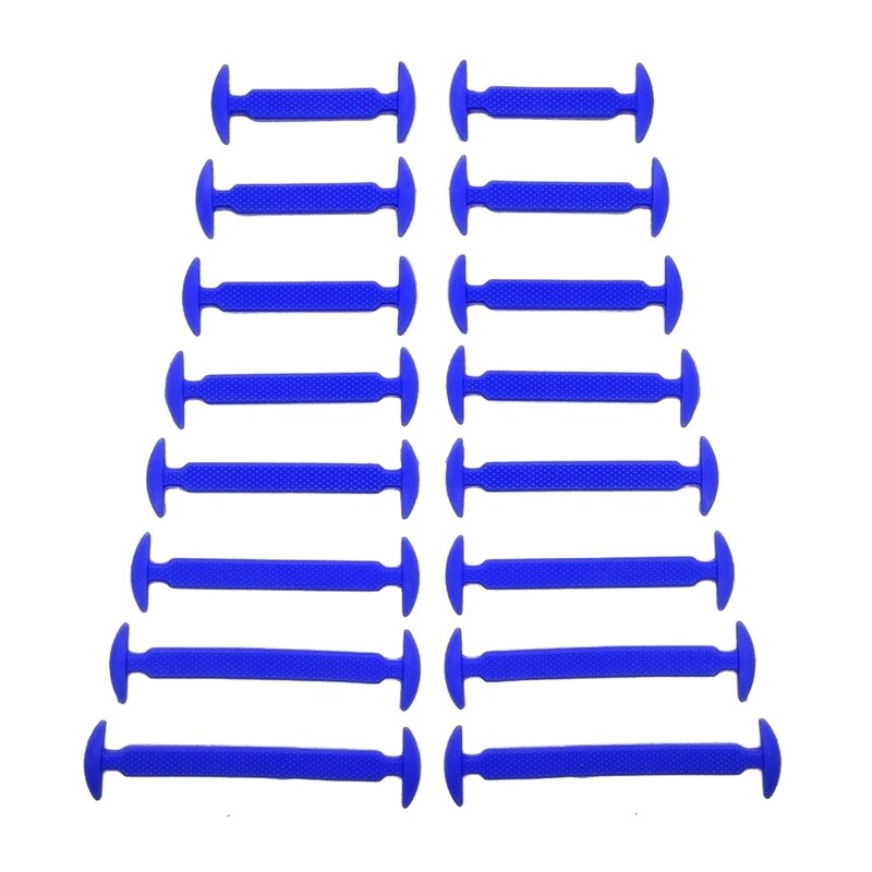 16 Stks/partij Schoenen Accessoires Geen Tie Schoenveters Unisex Elastische Siliconen Schoenveters Rubber Schoenveter: Deep blue