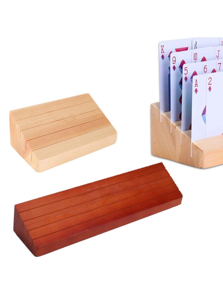Houten speelkaartenhouder pokerrek trays voor het organiseren van kaarten op partyspel