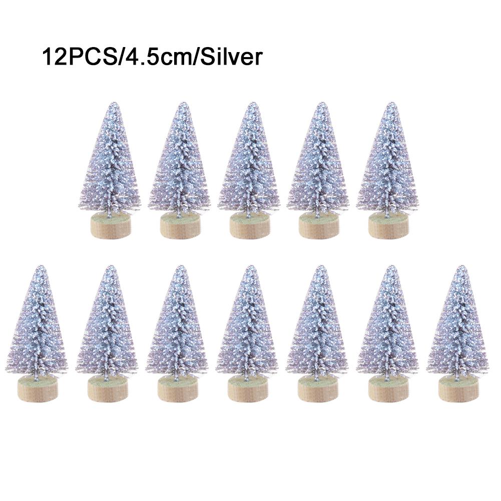 12pcs Decorated Small Christmas Tree Cedar Pine On Sisal Silk Blue-green Gold Silver And Red Mini Christmas Tree Ornaments: G