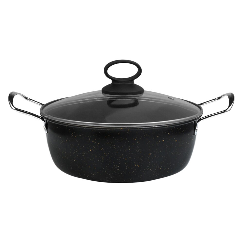Svart delikat maifan stenpott multifunktionell kokpanna instant noodle pot tvåhandtag soppkruka för hemkök restaurang