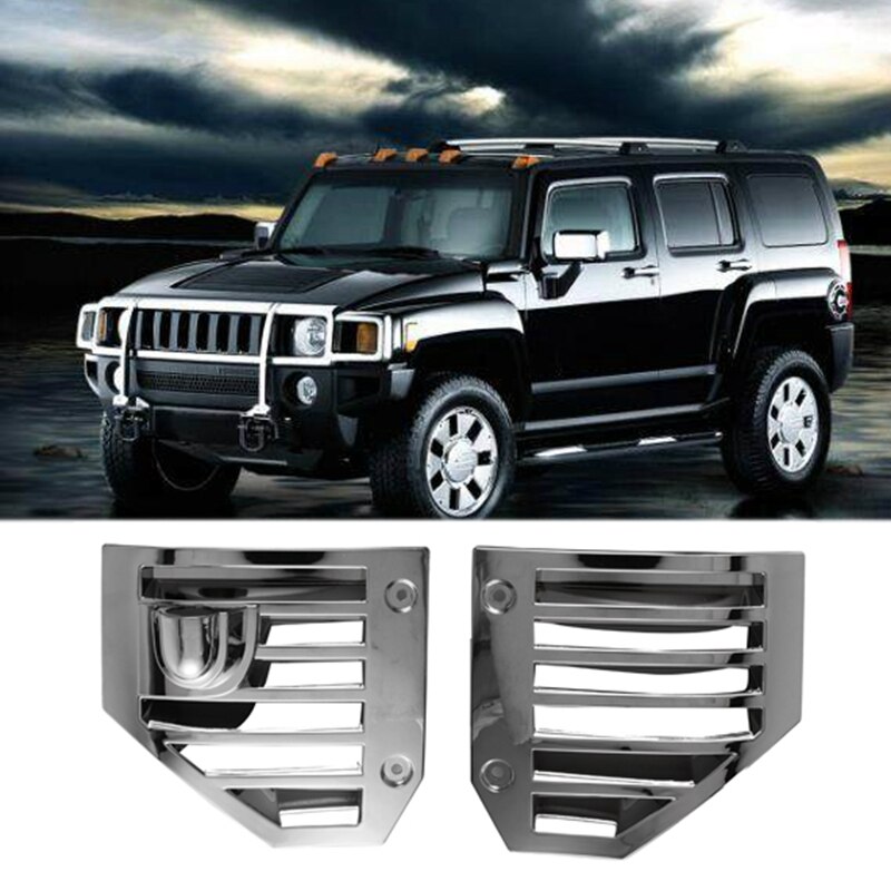 Auto Side Vent Covers Chrome Hood Intake Bezel Moulding Trim Voor Hummer H2 2006