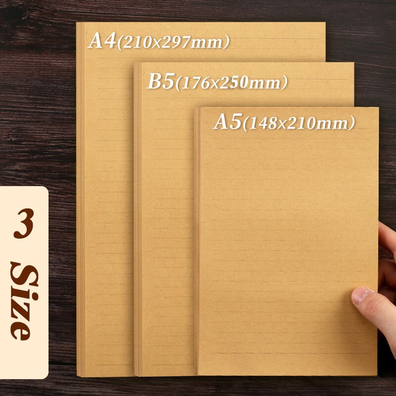 50 100 sheets A4/B5/A5 Vintage Kraft paper Writing Letter Stationery Romantic Note craft Paper painting packaging paper