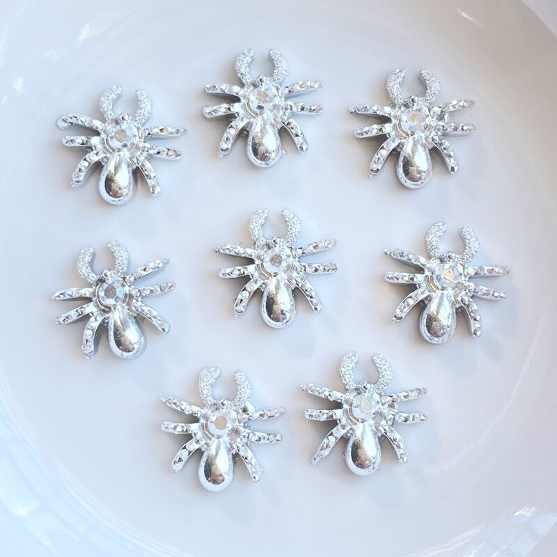 50pcs Cute Resin Mini Little Spider Flat back Cabochon Scrapbook Kawaii DIY Embellishments Accessories: A