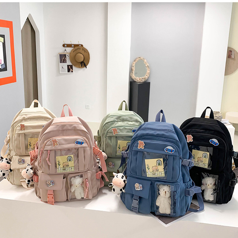 2022 Women Multi-Pocket Backpack Ins Junior Large-capacity Nylon High School Student School Bag for Girl Backpack Laptop Book