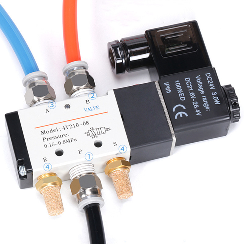 Airtac 5/2 Magnetpneumatik-Luftventil-Verdrahtungsschema 4V210-08 4v210 Pneumatikzylinder Teil Magnetventil