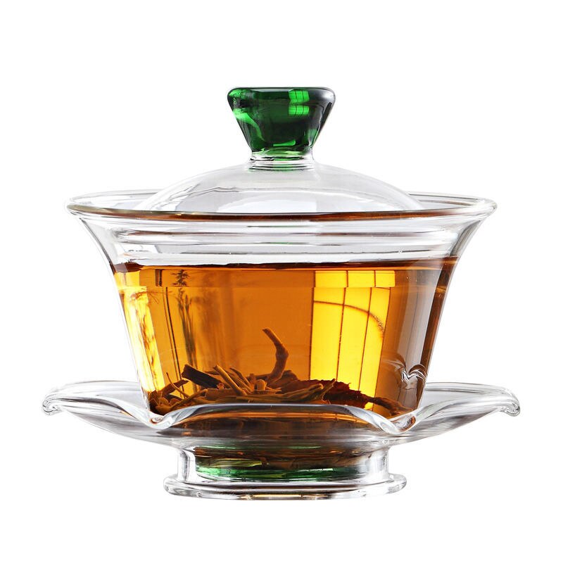 Heat Resistant Glass Tea Tureen Transparent Bowl Cup Dish Set Household Teaware