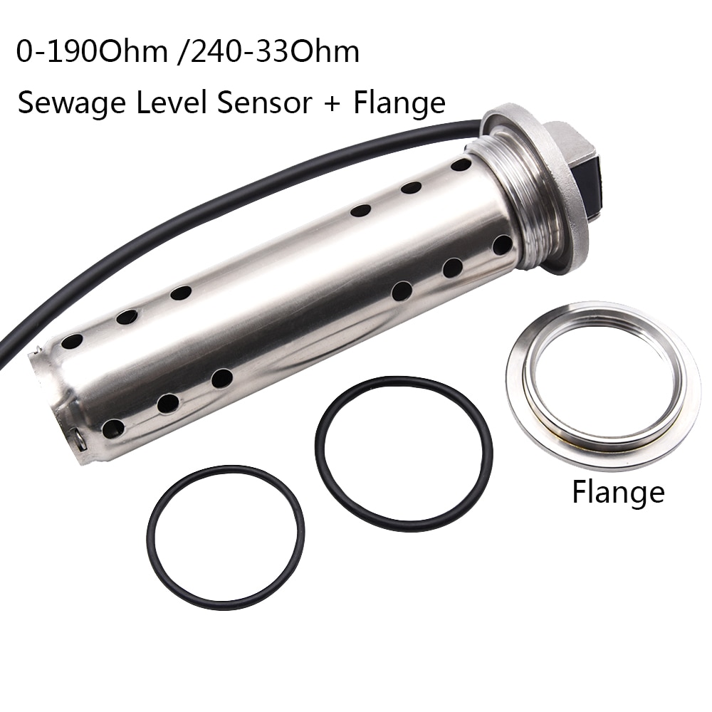 150/200/250MM Stainless Steel Sewage Level Sensors Meter Sending Unit 0~190ohm 240-33Ohm Sewage Level Gauge sensor with Flange