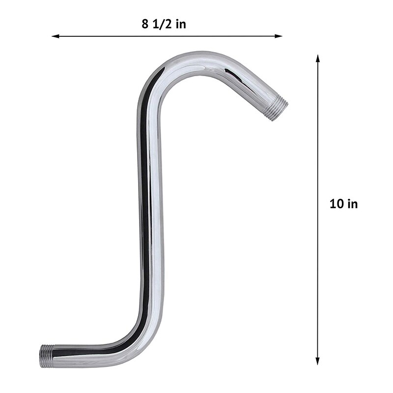 High Rise Shower Arm with Flange,"S" Shaped Shower Head Extension Arm, 10 Inch Chrome Shower Arm Extension