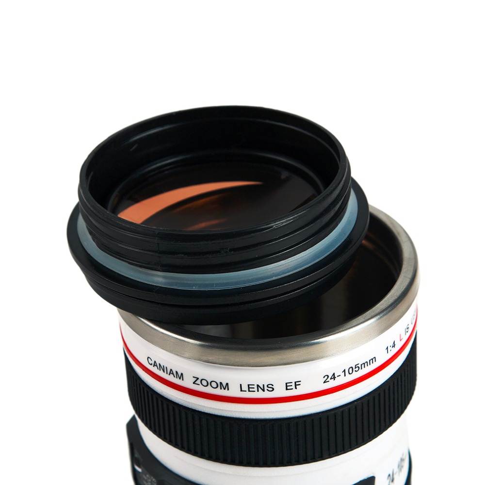 Lentille de caméra forme tasse café thé tasse de voyage en acier inoxydable flacons sous vide