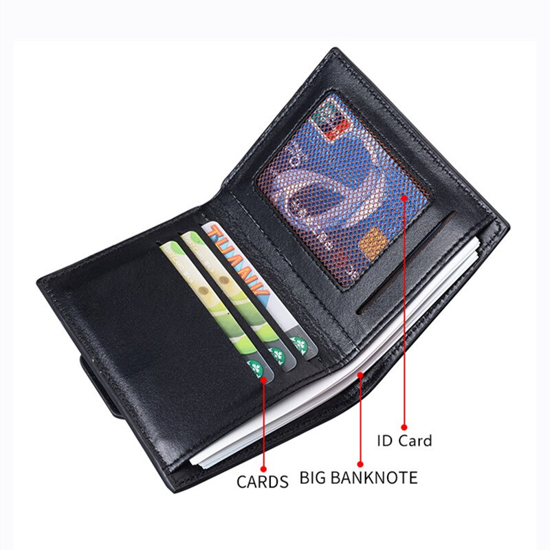 Men&#39;s Wallet Youth Short Vertical PU Male Wallet Stitching Canvas Pattern Wallet Male Card Wallet Bag