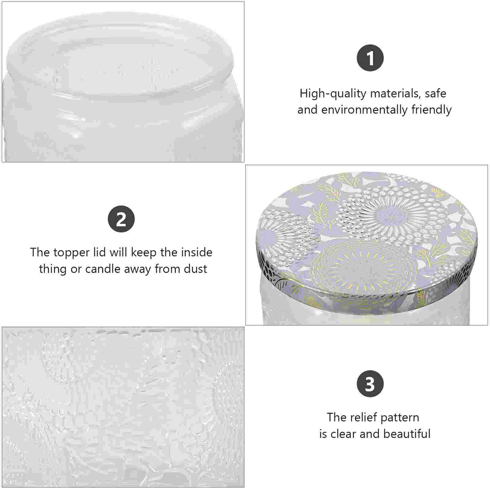 14pcs Embossed Glass Candle Jars Container with Lids Recyclable Candle jars